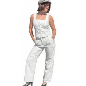 Vintage I.N. San Francisco High Waist Wide Leg Trousers & Matching Vest (S)